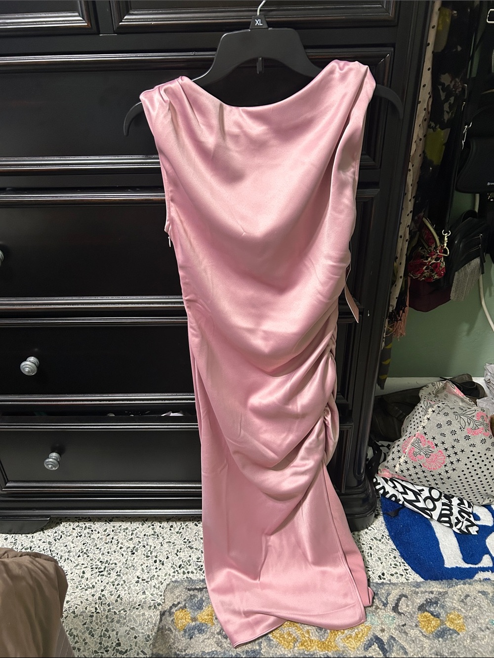 BHLDN Dusty Rose Satin Cowl Maxi Dress